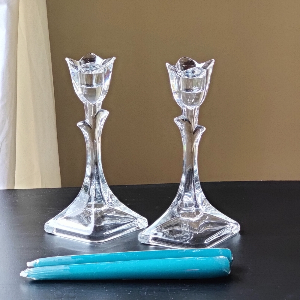 Vintage | 2 - 8 inch crystal Toscany candle stick holders | Tulip 🌷 shape